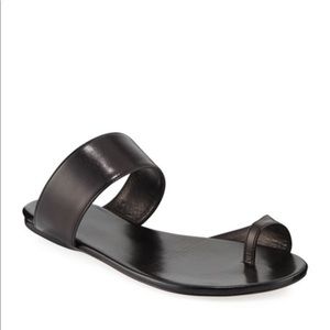 The Row Infradito Leather Toe Strap Slide Sandals